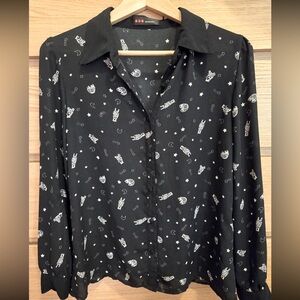 Bears in space blouse/button down shirt